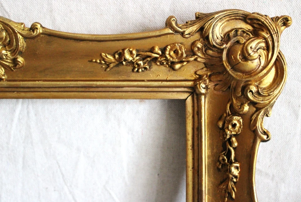 ANTIQUE FITS 9 X 11 FRENCH BAROQUE GOLD GILT PICTURE FRAME WOOD VICTORIAN ORNATE - Image 4 of 4