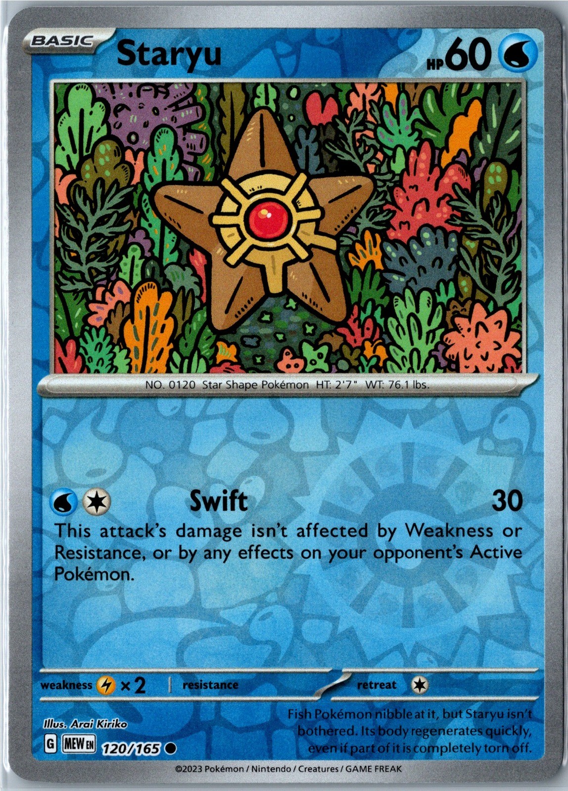 Pokemon Card - Staryu 120/165 - SV: Scarlet & Violet 151 Common Reverse Holo NM