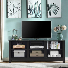 TV Stand 50 Inch Black Media Unit Storage Cabinet Console Table Shelves Modern