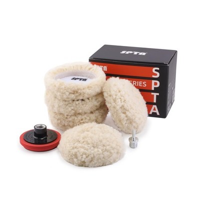 SPTA Wool Polishing Pad, 5Pcs 3''(75mm) 100% Natural Wool Buffing Pad with 1Pc...