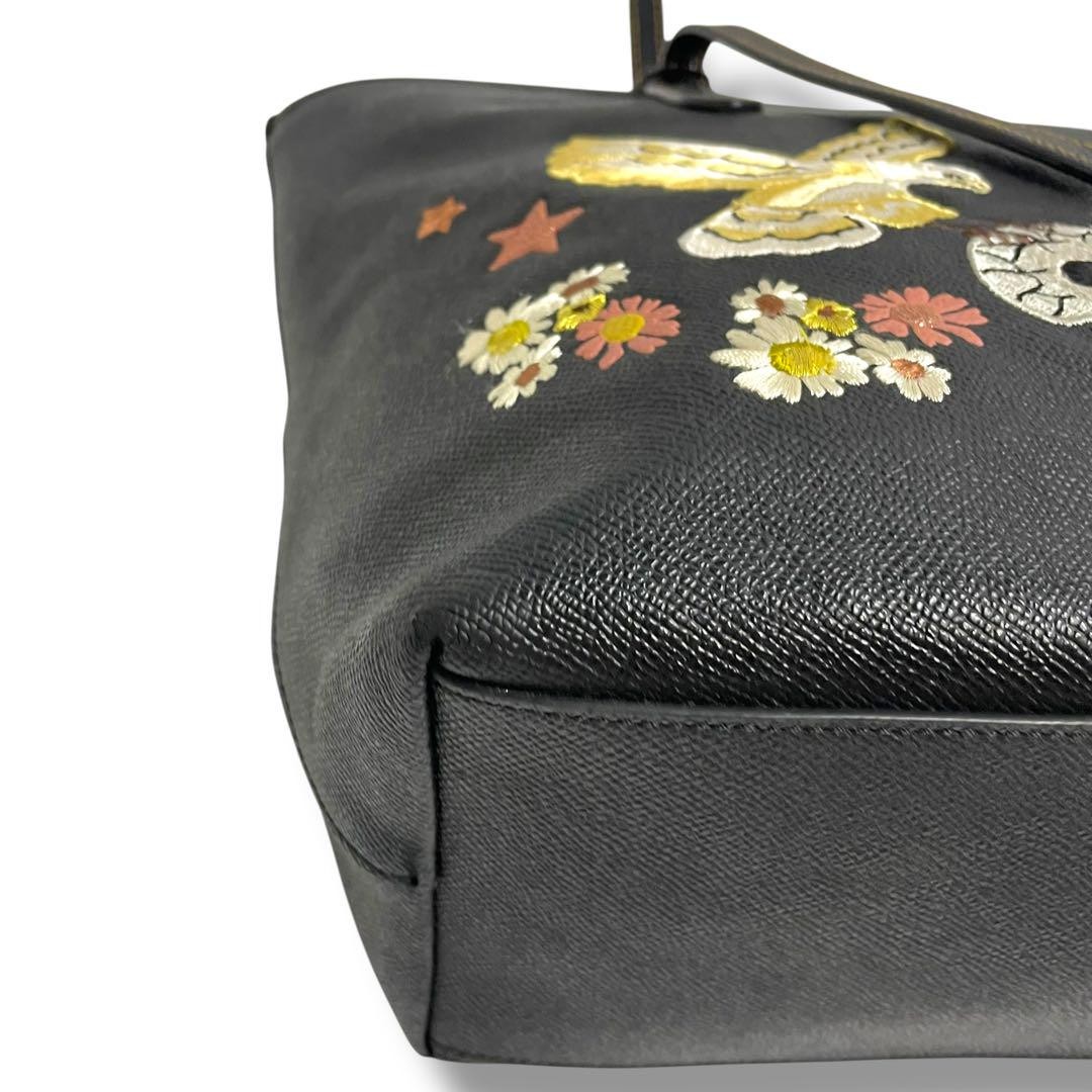 COACH コーチ トートバッグ F35865 刺繍 ブラック 鷹 ドクロ 花 COACH コーチ トートバッグ F35865 刺繍 ブラック 鷹 ドクロ 花