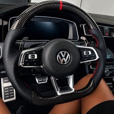 Volkswagen Mk7 Gti Carbon Fiber Steering Wheel 2015-2019 Red Stitching