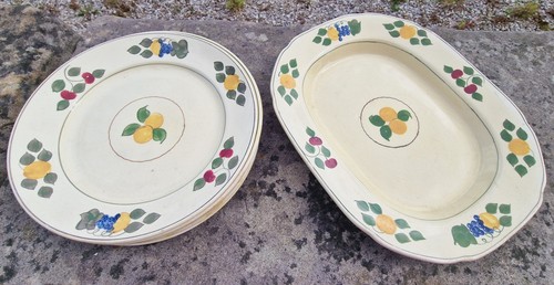 Vintage 1920s Adams Titian Ware Royal Ivory Fruit Platter & 6 Plates Set (photo 2)