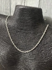 Sterling Silver Necklace Italy Twist 2.9mm Chain 18" Retro-Rhodium Plated