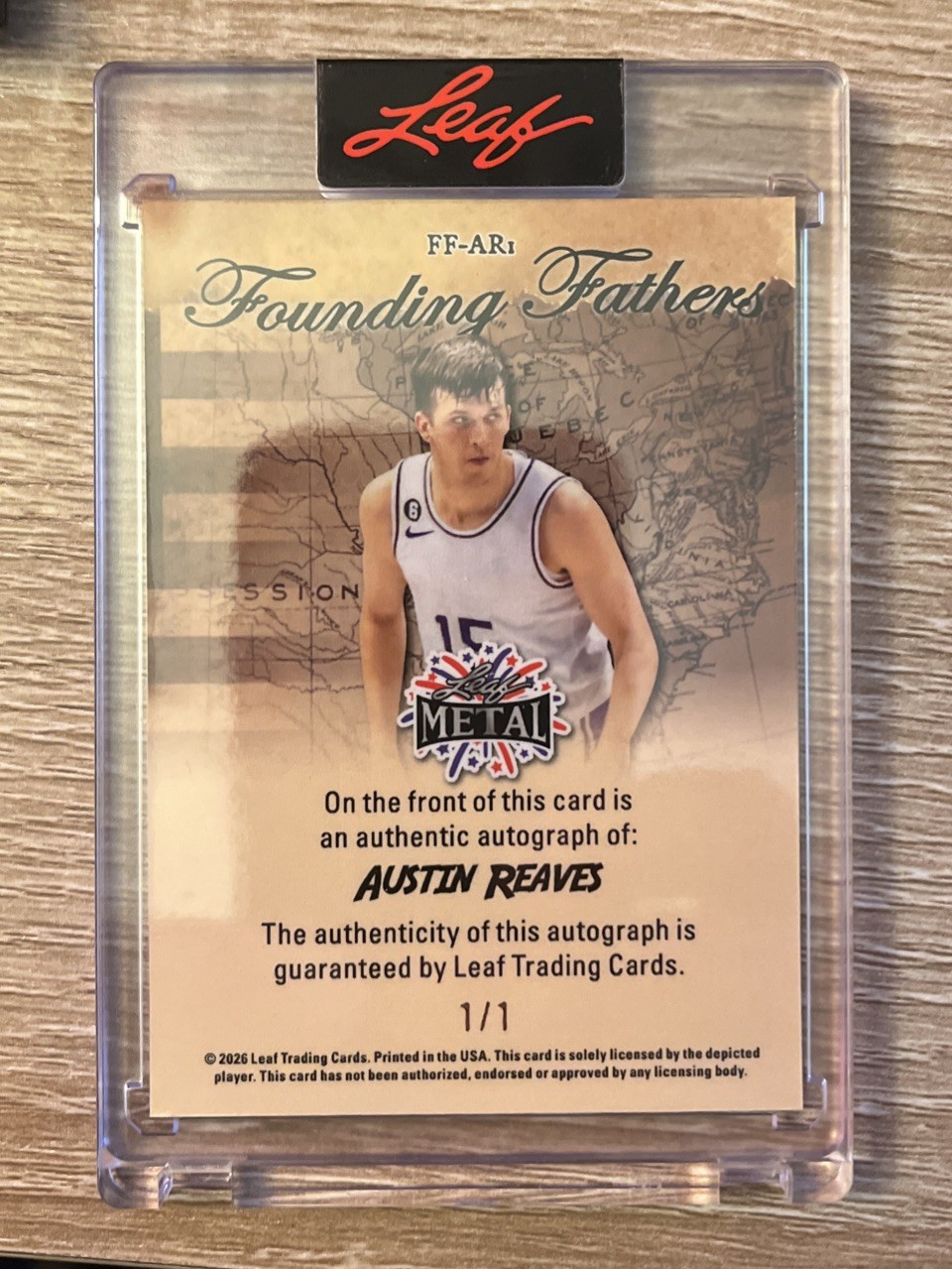 2026 Austin Reaves Auto Leaf Founding Fathers #1/1! One Of One view 2