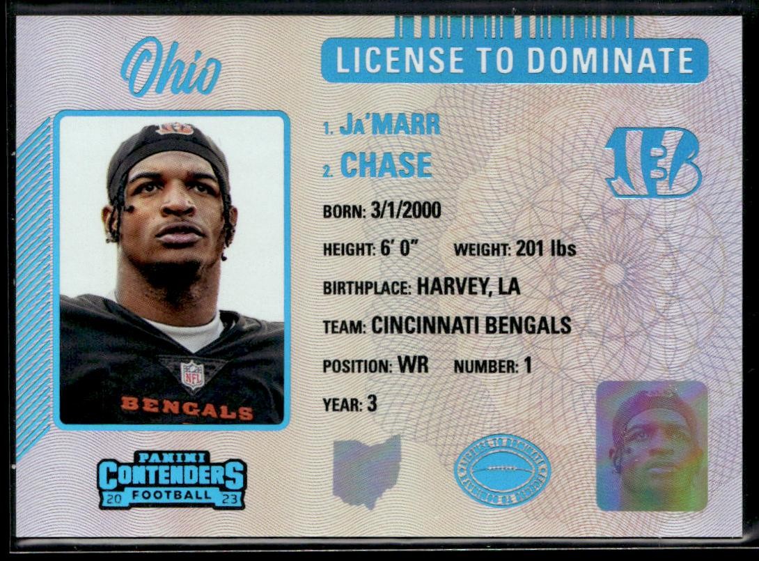 2023 Panini Contenders Ja'Marr Chase License to Dominate