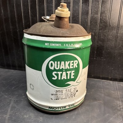 USA VINTAGE QUAKER MAID 5ガロン缶 1970s Vintage Quaker State 5 Gallon Motor Oil Can Garage Service Station