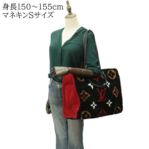 Louis Vuitton Monogram Teddy M55421 Tote Black Gold Red Women's Bag #ACB1017 image 10
