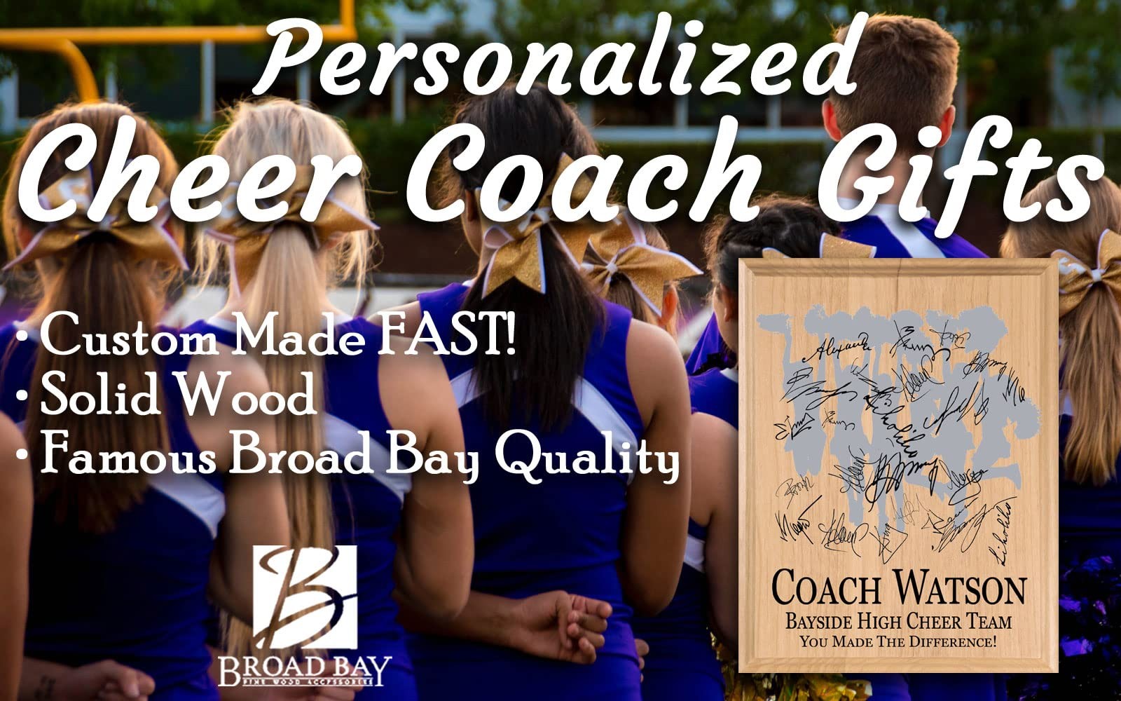 Cheer Team Coach Gift Plaque SIGNABLE PERSONALIZED Cheer Coaches Award Trophy... thumbnail 4
