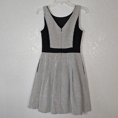 WHBM White House Black Market Dress Size 2 Black & White Fit & Flare Sleeveless - Picture 5 of 12