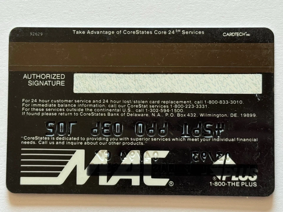 CoreStates Credit Card▪️Expired in 1994▪️Vintage▪️Unsigned▪️USA▪️Collectible - Image 2 of 2