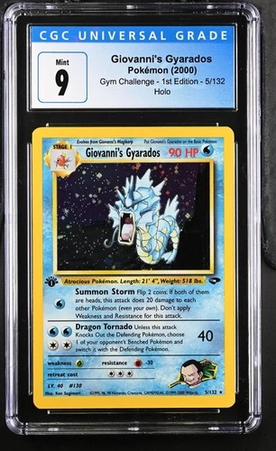 2000 Pokemon Gym Challenge 1st Edition #5/132 Giovanni's Gyarados Holo CGC 9 MT