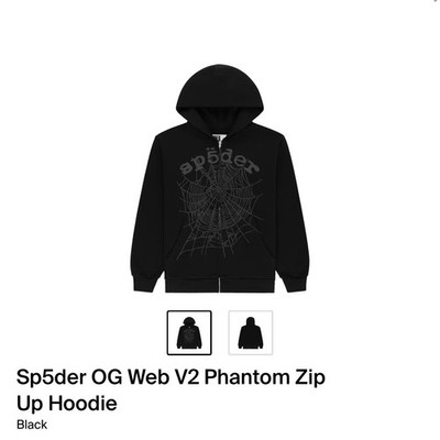 Sp5der OG Web V2 Phantom Zip Up Hoodie Size Small Lightly Worn