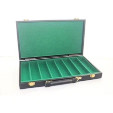 Black Vinyl Faux Leather Poker Chip Case 400 Chip Capacity NEW (cl4)