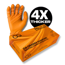 OG Orange Diamond Grip Gloves 10 Mil Strong Tough | Box of 50 Omni Glove