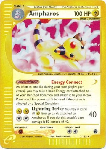 Pokemon Card - Expedition 2/165 - AMPHAROS (reverse holo) - NM