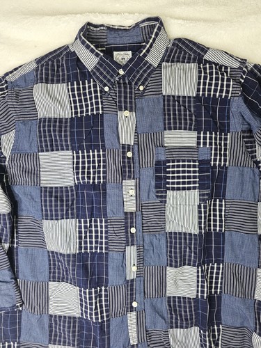 Vintage Brooks Brothers Shirt Mens L Blue Plaid Patchwork Sport Preppy Office - Picture 3 of 11