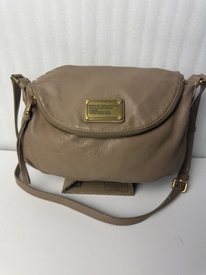Marc By Marc Jacobs Natasha Classic Q Beige Pebbled Leather Flap Crossbody Bag