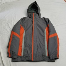 LL Bean Jacket Boys XL 18 Gray Orange 3 in 1 Fleece Lined Winter Coat Hooded