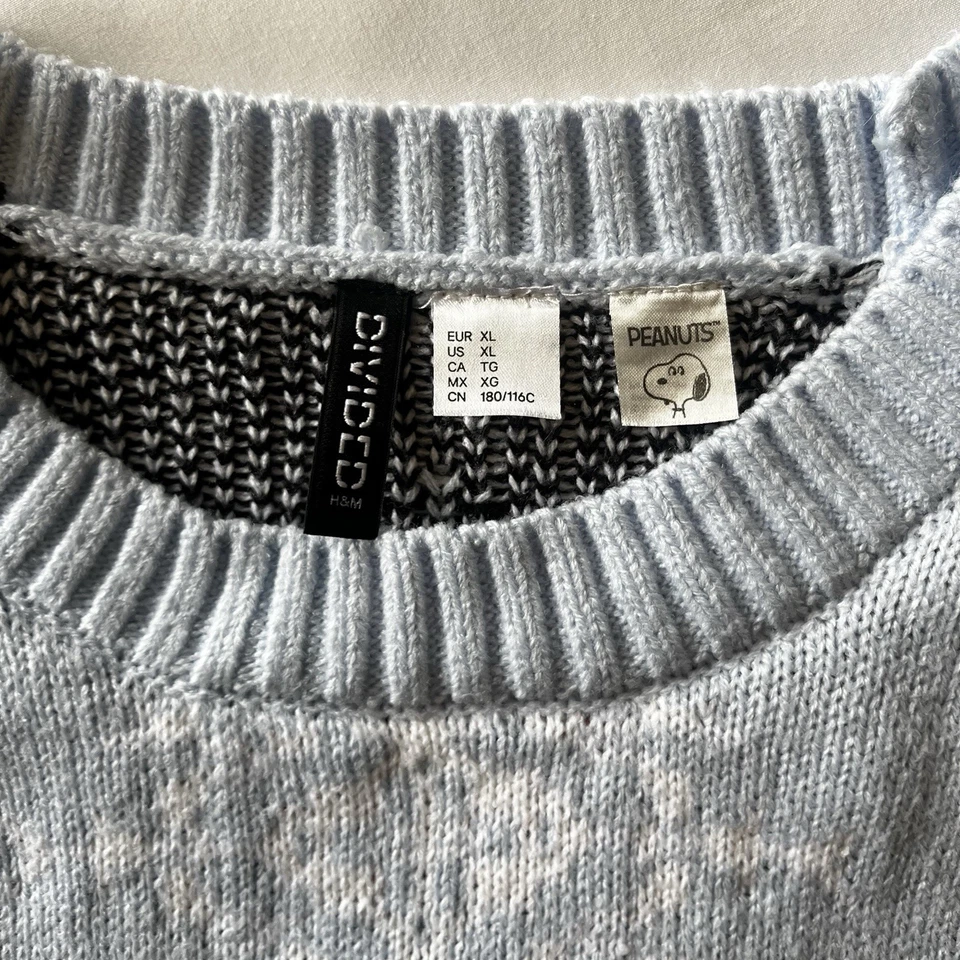 H&M Peanuts Snoopy XL sold out knit Skiing Christmas Jumper Apres relaxed boxy - Image 4 of 4