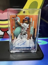 2025 Topps Finest Rookie Autograph James Wood #FA-JWO Orange Refractor /25 Nats