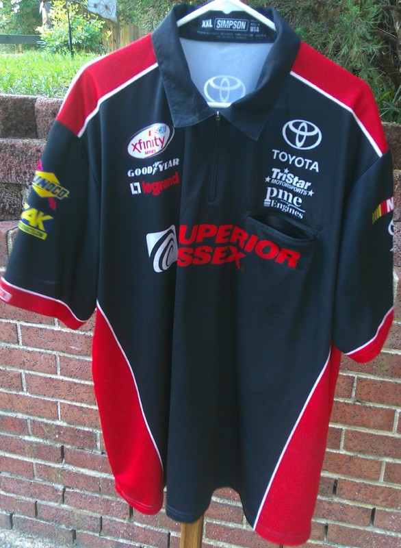 J.J. Yeley #14 SUPERIOR ESSEX/TriStar Motorsports race used pit crew shirt - 2XL