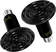 Simple Deluxe 100W 2-Pack Ceramic Reptile Heat Lamp Heat Emitter Bulb No Light E