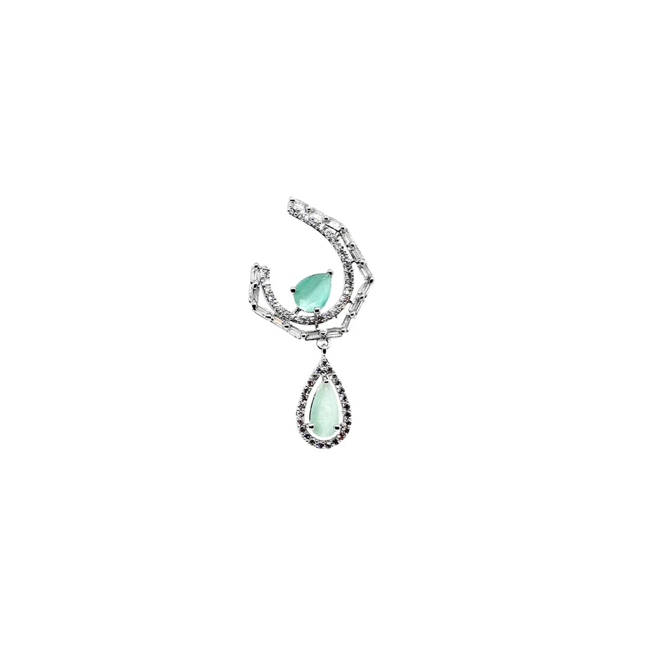 Orecchini donna indiani Bollywood placcati argento Kundan San Valentino regal... - Immagine 4 di 4