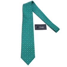 Drake's NWT Neck Tie in Teal Green with Red & Blue Geometric Pattern 100% Silk