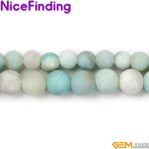 Blue Amazonite Frosted Matte Natural Gemstone Beads Jewelry 15'' 2mm Big Hole - Picture 1 of 22