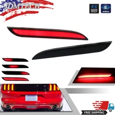 Smoked Lens Red LED Rear Bumper Reflector Lights For 2015 - 2017 Ford Mustang