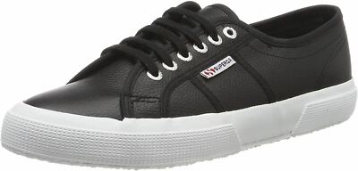 Superga 2750 Efglu Black White Womens Leather Trainers