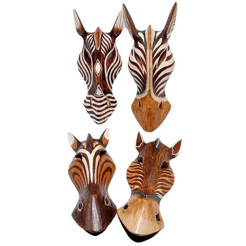 Conjunto de 4 piezas mixtas de arte de pared con cabeza de caballo decoración con máscara de madera safari 10 pulgadas 03 - Imagen 3 de 13