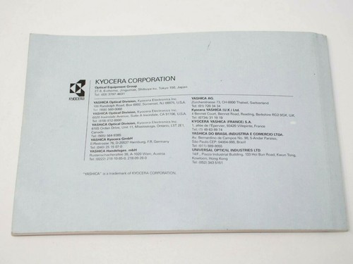 Yashica 108 Multi Program Instruction Manual - Picture 3 of 3