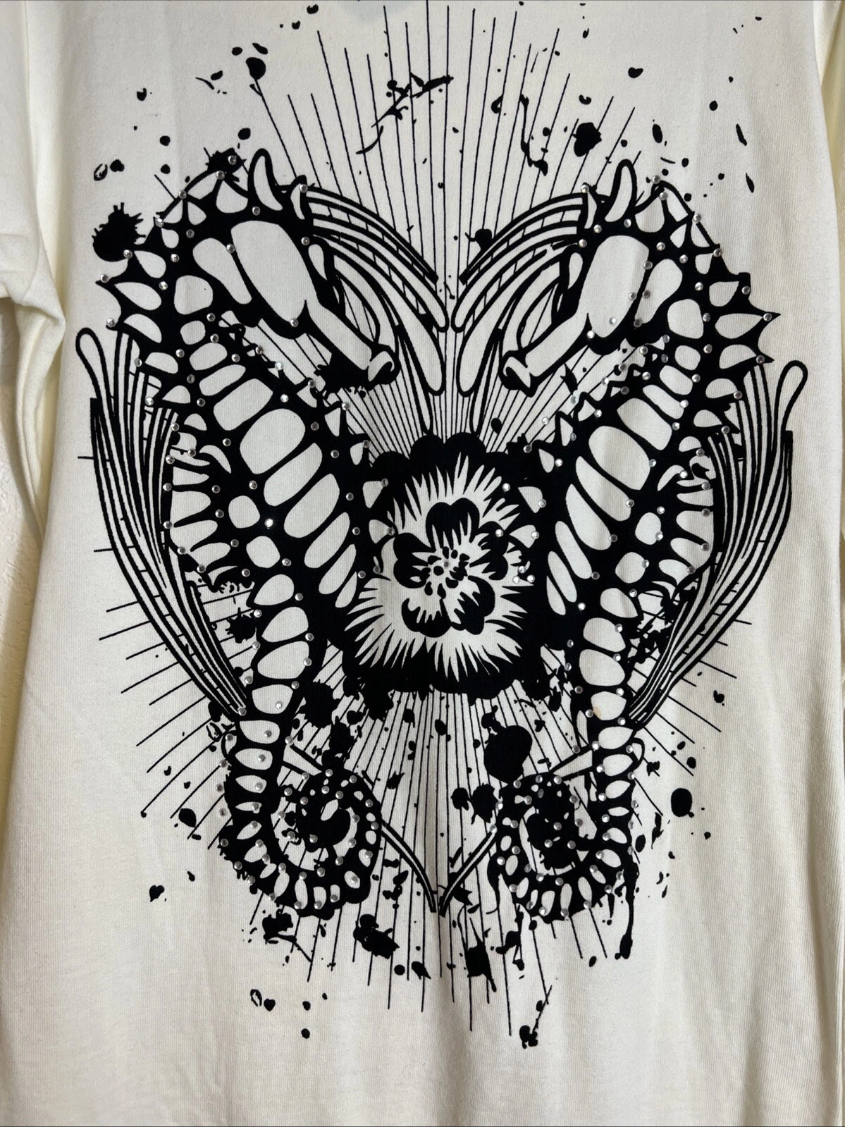 OFF WHITE Felpa con cappuccio turistica giapponese anni 90 vintage tunica panna e nera taglia large