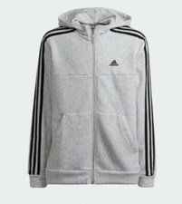 Adidas Boys Light Grey Fleece Hoodie ~ Age 11-12 Years ~ Adidas JD SID 3S FZ