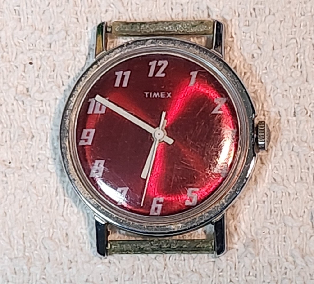 Vintage Timex Men's Manual WindUp Watch USED Working Red Dial NO BAND