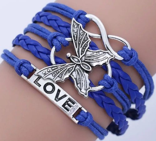 Leather Bracelet With Letter Love And Butterfly For Men And Women & 11 colours - Picture 4 of 23