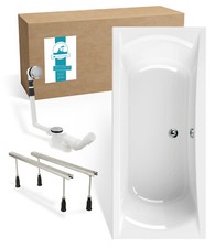 Rechteckbadewanne Komplettset 180 x 80 cm Duowanne für zwei pflegeleicht robust