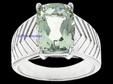 Natural Green Amethyst Gemstone with 925 Sterling Silver Ring For Men's 5451