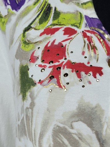 PULLOVER CAMICETTA XL REBECCA MALONE 100% COTONE VERDE MULTICOLORE ROSSO VIOLA ORO - Foto 6 di 14