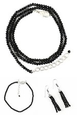 Natural Black Spinel Single Strand Round Cut Beads Handmade Necklace Bracelet