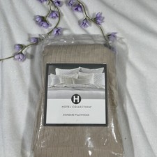 NIB 100 Hotel Collection Pleated Stripe Taupe 1 Standard Pillow Case 190