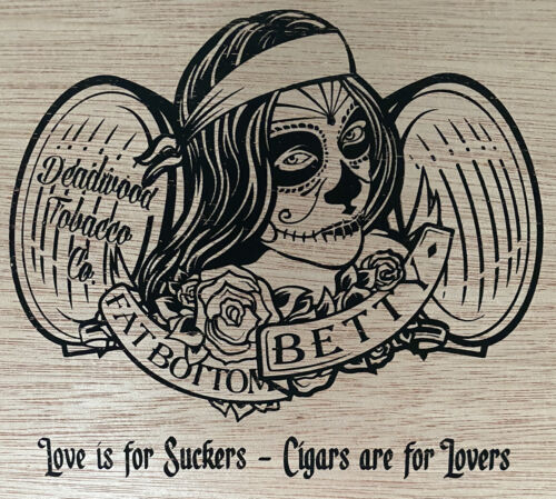 Fat Bottom Betty Wood Cigar Box 9"x7.25"x1.25" Valet Humidor Purse Deadwood - Picture 4 of 9