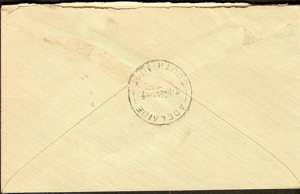 Australia QEII 1957 10d correo certificado azul FDC Canadá Foto 3 de 3