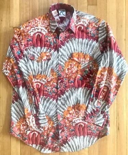 ROPER L/S SNAP FRONT WESTERN SHIRT - MEN'S LARGE - FEATHERS - HEADDRESS - USA