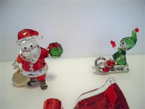 SWAROVSKI SANTA CLAUS SLEIGH REINDEER ELFS & CHRISTMAS TREE 6 PC
