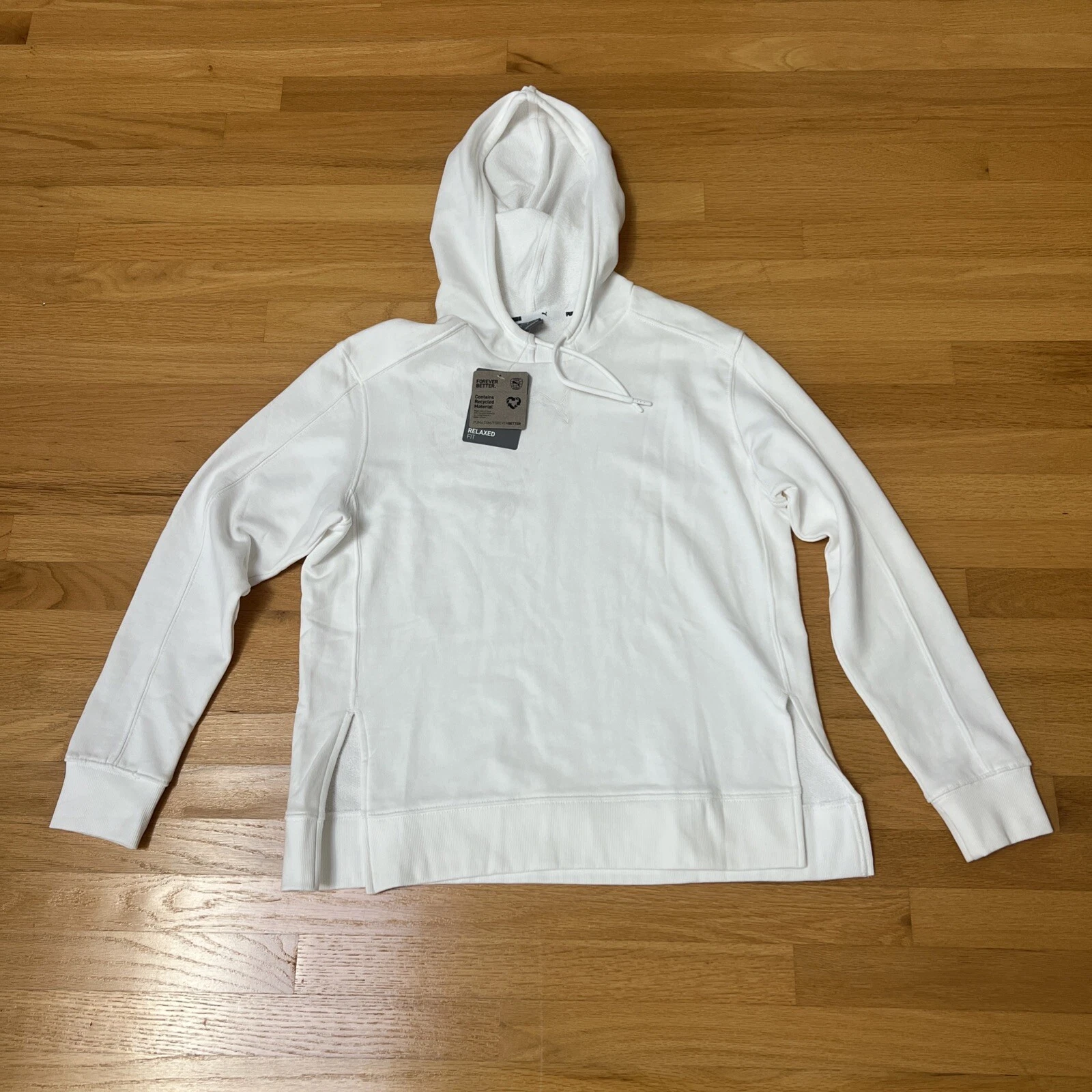 Puma Her Pullover Bianco Felpa con Cappuccio Donna Taglia S Casual Capispalla Vestibilità Relaxed