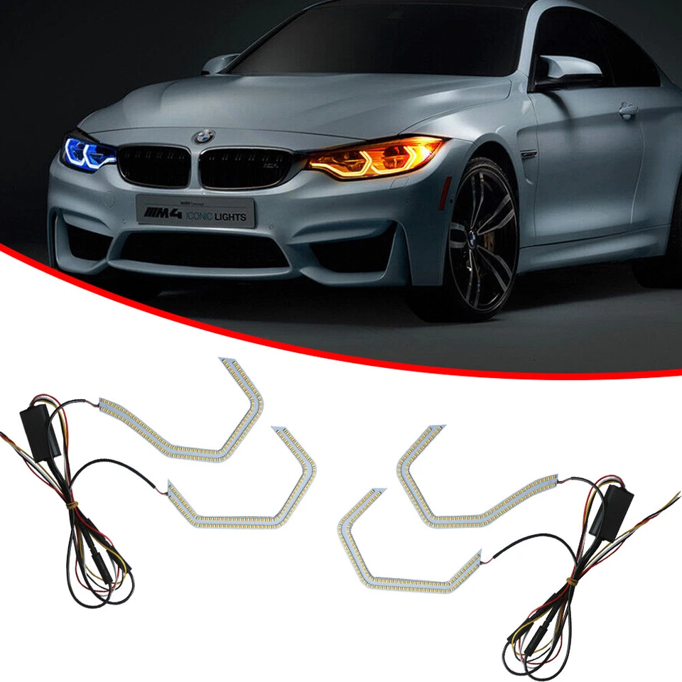 4 piezas M4 Doble fila estilo LED ojo de ángel con cableado de relé se adapta a 2 3 4 5 series F30 F32 Foto 3 de 4