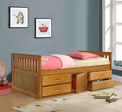 3ft Captains Cabin Bed In Grey White or Caramel with Drawers and Storage - Picture 6 of 9